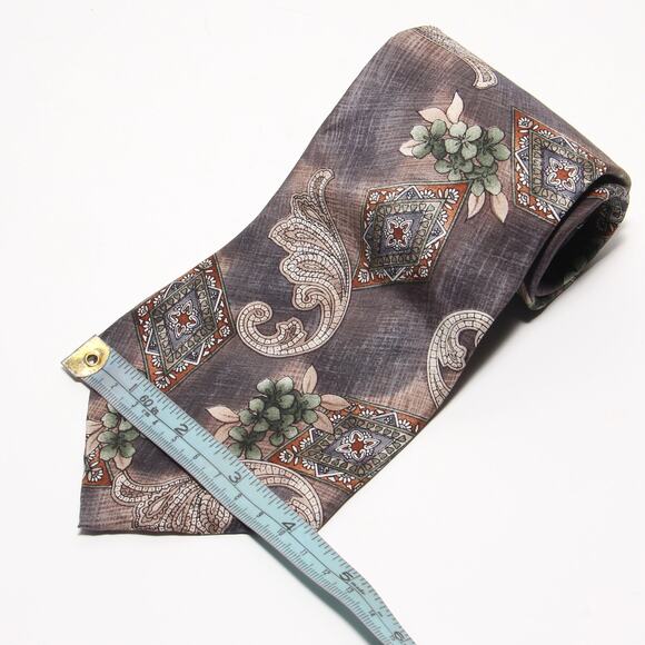 Alexander Lloyd Gray Floral Silk Tie 4 18" x 63" - Picture 2 of 6